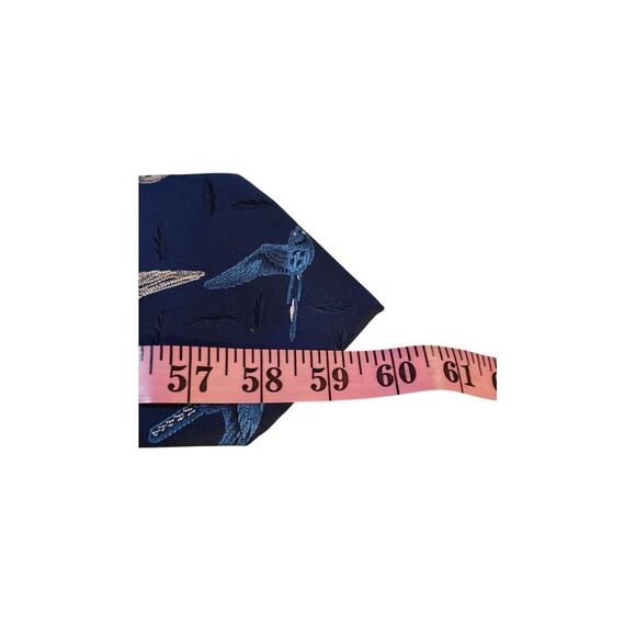 Vintage Montgomery Ward Neck Tie Mens Blue with Birds Wide Polyester 60's‎ 70's - Picture 10 of 11